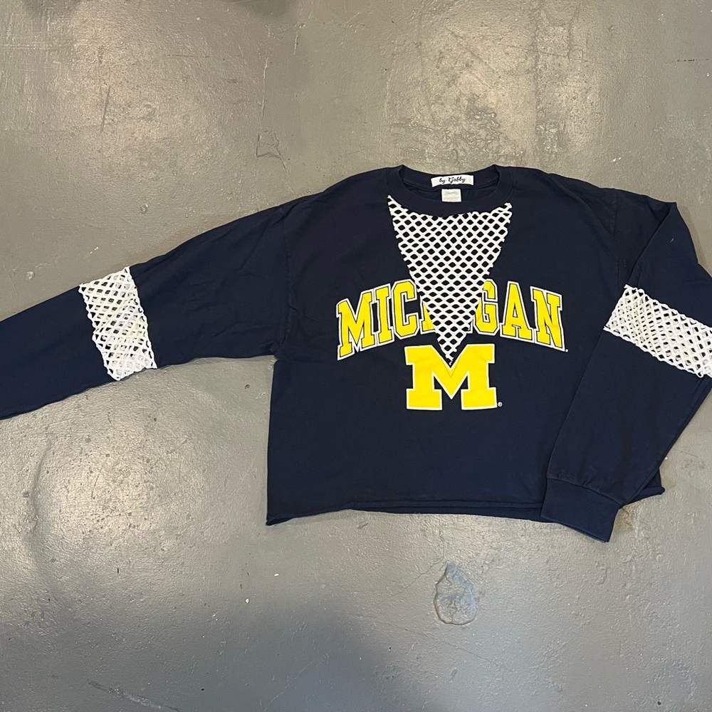 Navy Michigan Long Sleeve Shirt with Mesh details